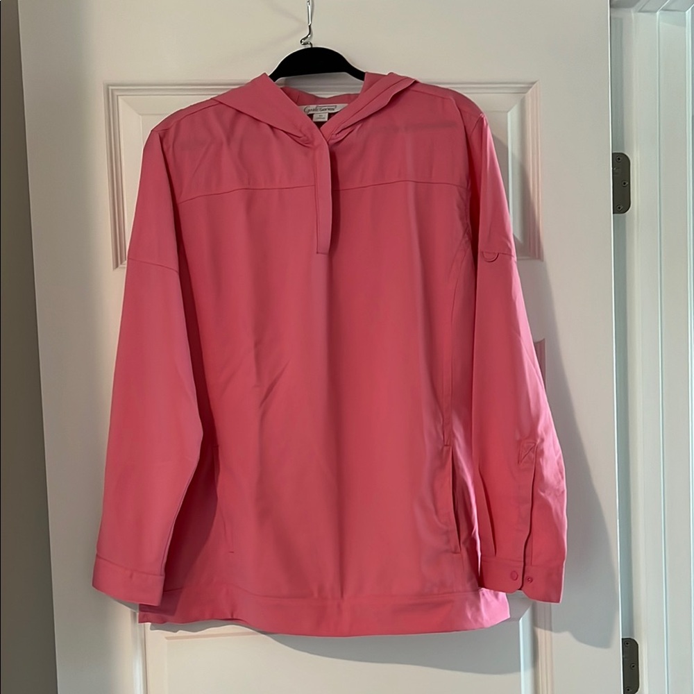 Pink Hooded Long Sleeve Shirt